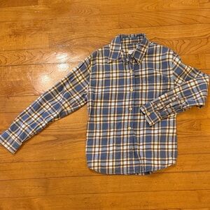 J. Crew Blue and Brown Plaid Women's Button Down Shirt